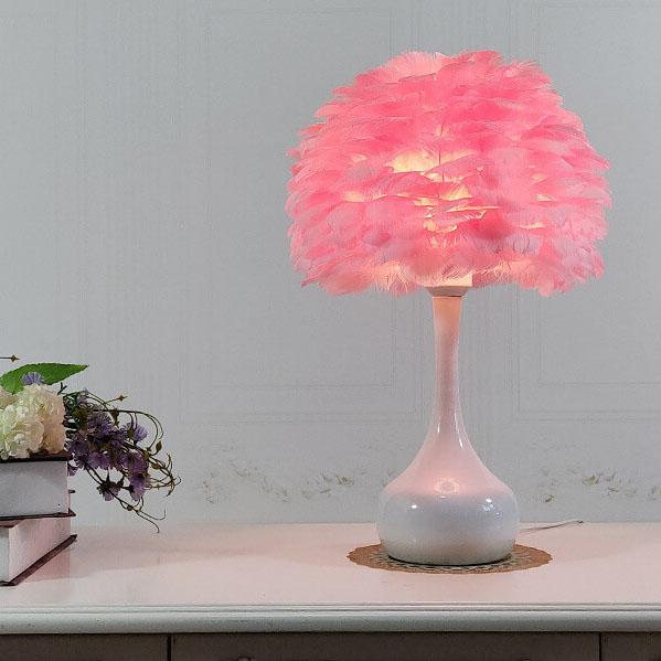 Lampe de Table à Base de Goutte Globe 1 Lumière Moderne Plume 