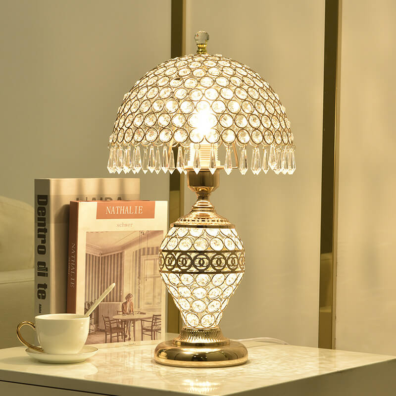 Lámpara de Mesa de 1 Luz con Pantalla en Forma de Cúpula de Cristal de Lujo Moderno 