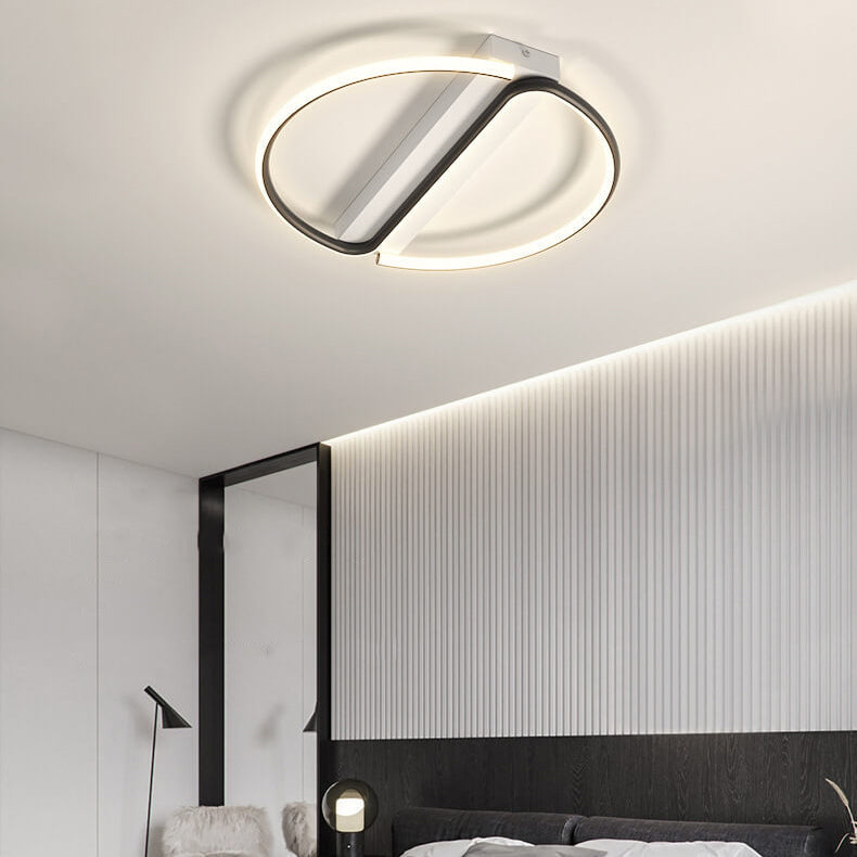 Minimalist Black and White Round LED Flush Mount Ceiling Light