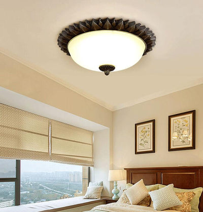 Vintage Glass Sun Bowl Shaped 1/3-Light Flush Mount Ceiling Light