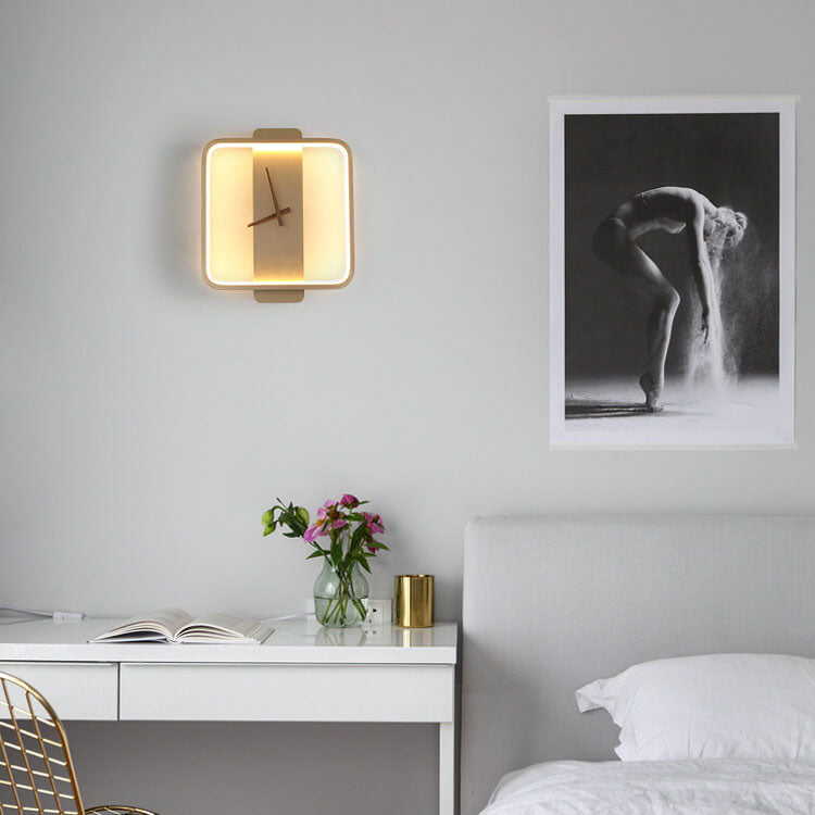 Modern Minimalist Clock Shaped 1-Light LED Wall Sconce Lamp