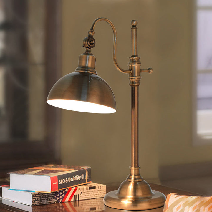 Lámpara de Mesa LED de Brazo Largo de Hierro Dorado Retro Industrial de 1 Luz 