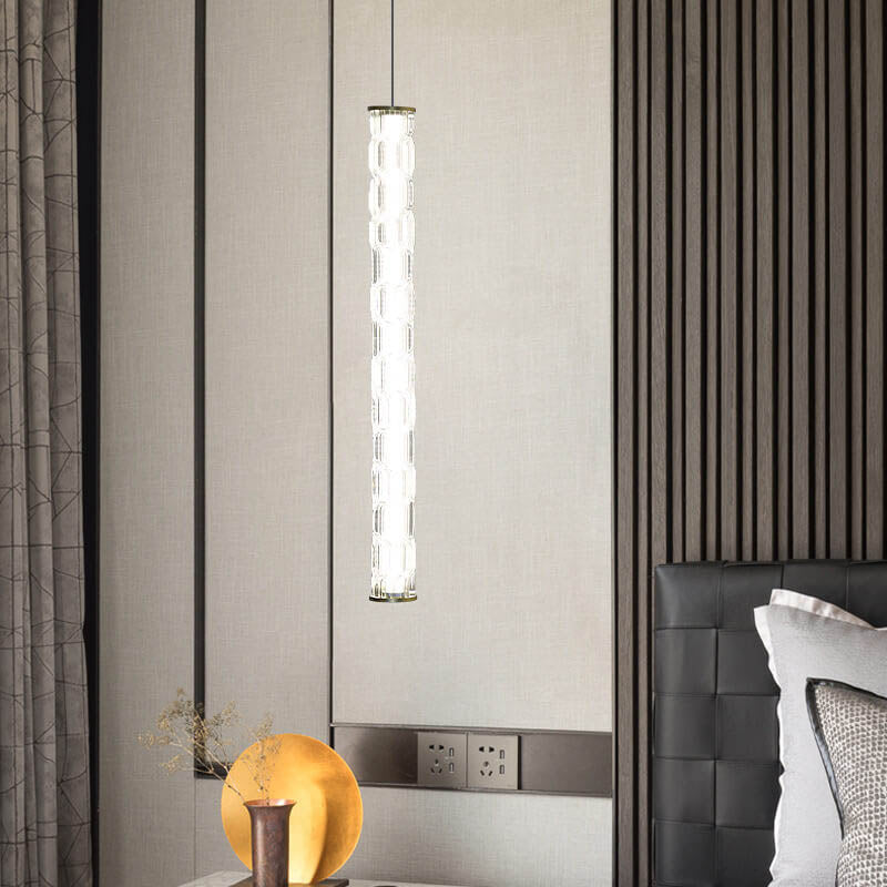 Modern Textured Glass Long Bar 1-Light LED Chandelier