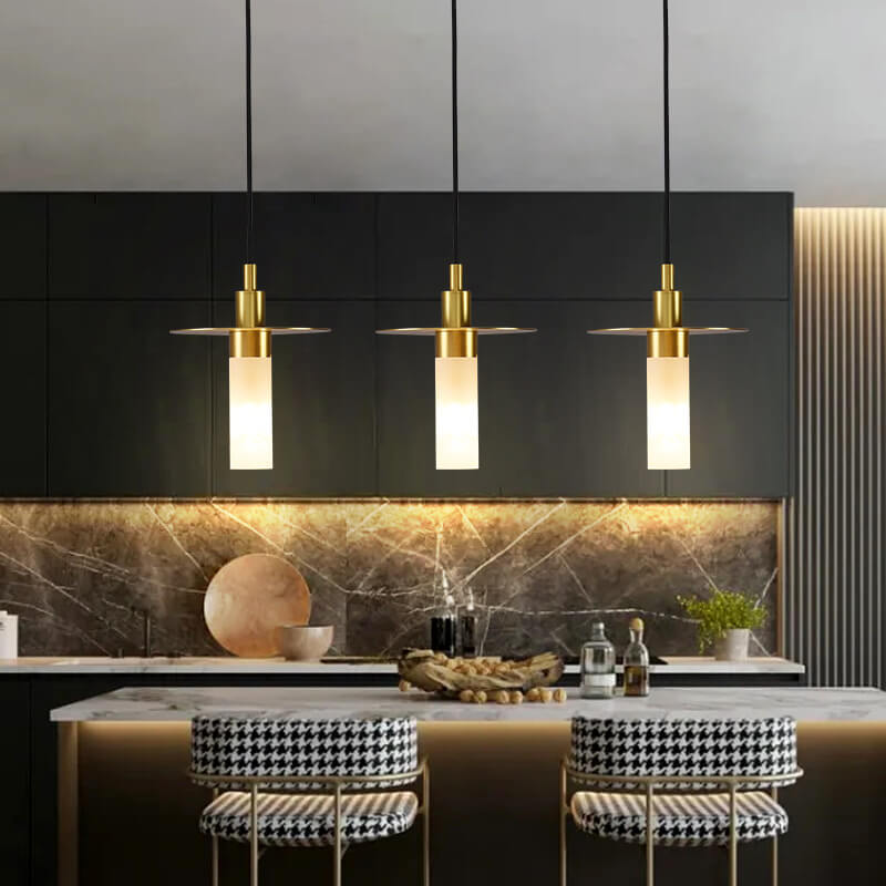 Modern Copper Glass Cylinder 1-Light Pendant Light