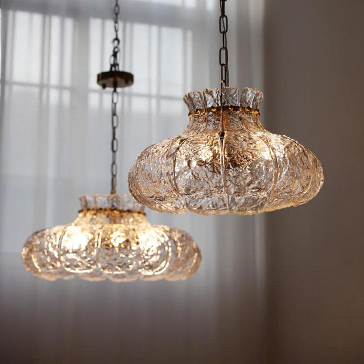 Lustre vintage en forme de poire à 4 lumières avec verre fondant 