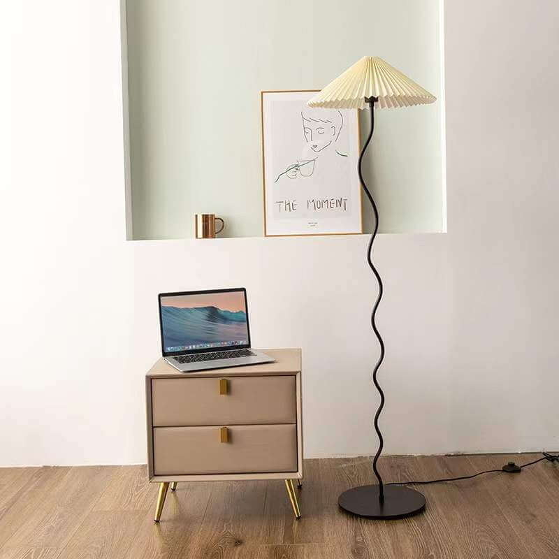 Vintage Fabric Pleated Shade 1-Light Standing Floor Lamp