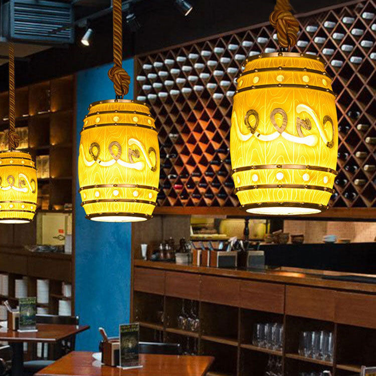 Vintage Wine Barrel Resin 1-Light Pendant Light