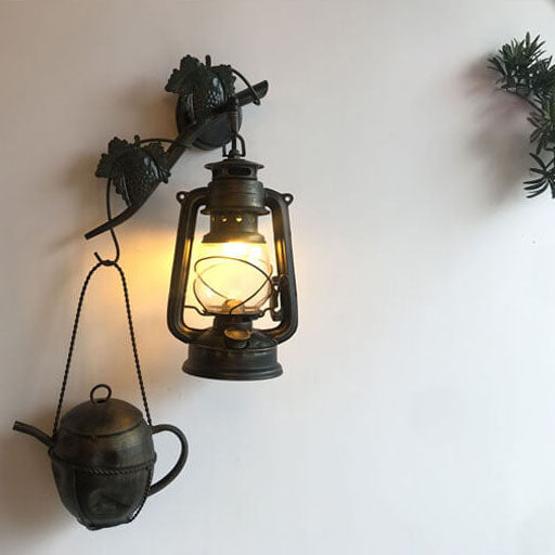 Vintage Kerosene Lamp Kettle 1-Light Wall Sconce Lamp