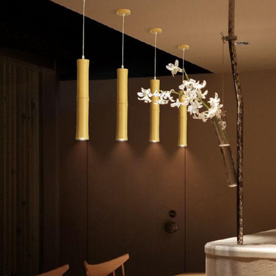 Bamboo Long Tube 1-Light LED Zen Pendant Light