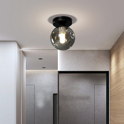 Nordic Glass Orb 1-Light LED Semi-Flush Mount Ceiling Light