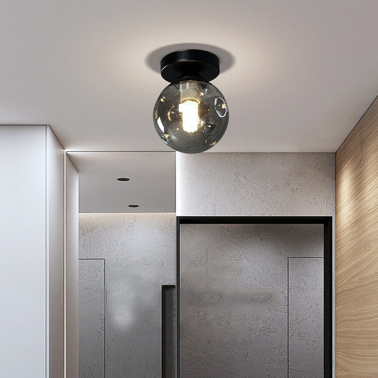 Nordic Glass Orb 1-Light LED Semi-Flush Mount Ceiling Light
