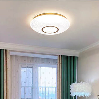 Modern Luxury Round Bowl Shaped Brass LED Flush Mount Ceiling Light