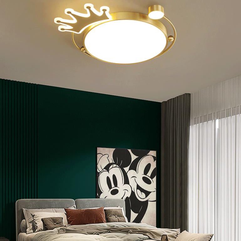 Nordic Creative Crown Brass LED Flush Mount Ceiling Light