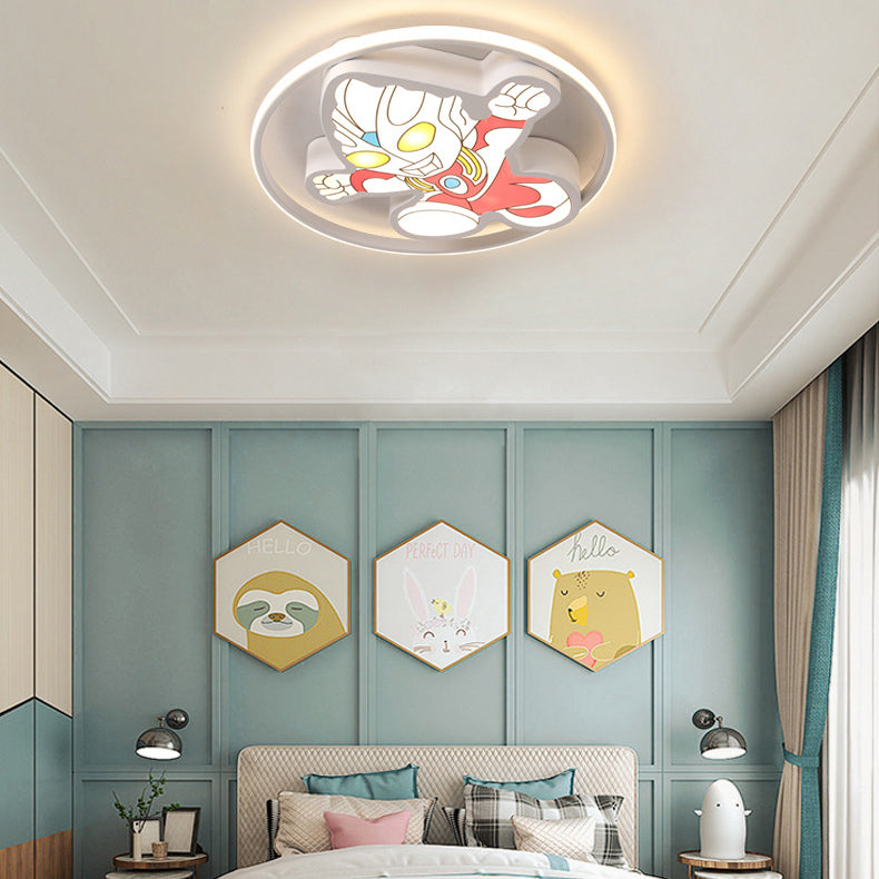 Creative Cartoon Ultraman Round  LED Flush Mount Ceiling Light
