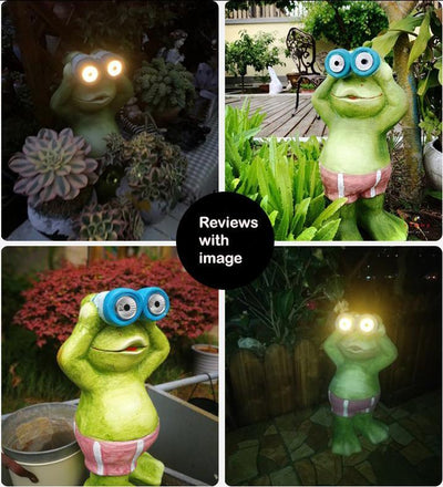 Garden Statue Solar Frog Resin Outdoor Waterproof Decorative Night Light