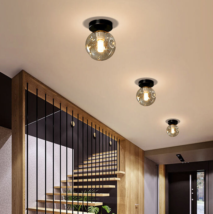 Nordic Glass Orb 1-Light LED Semi-Flush Mount Ceiling Light