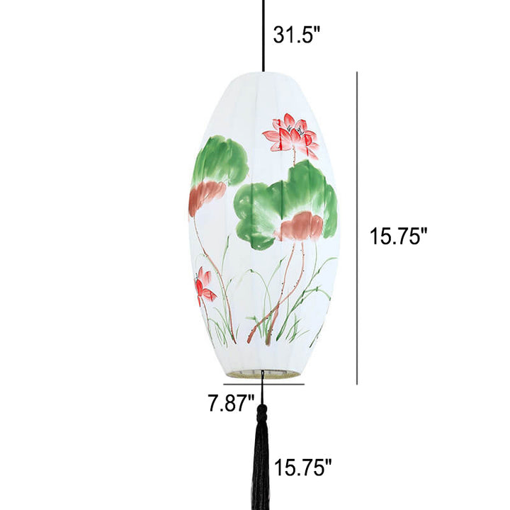 Lanterne ovale antique orientale faite à la main en tissu 1 lumière suspendue 