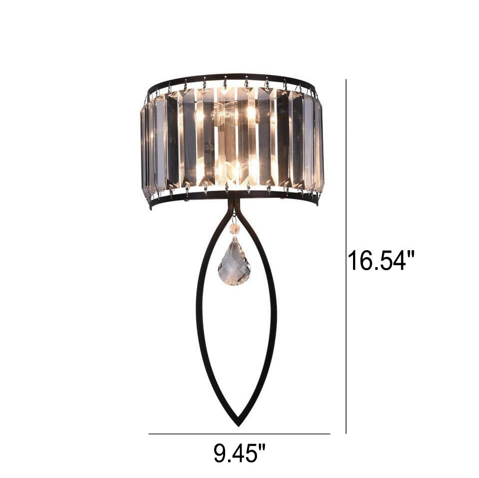 Aplique de pared de 2 luces con lámpara de anillo ovalado de media columna de cristal moderno de lujo 