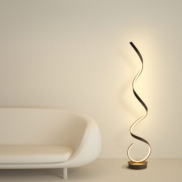 Lampe de sol moderne à LED avec ligne torsadée créative 