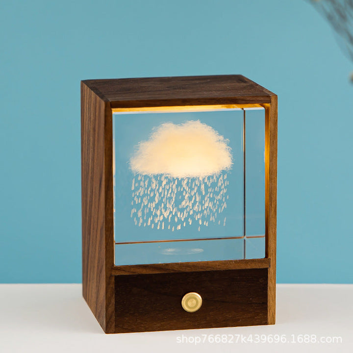 Boîte en bois créative LED veilleuse décorative tactile lampe de Table à intensité variable