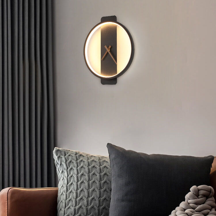 Modern Minimalist Clock Shaped 1-Light LED Wall Sconce Lamp