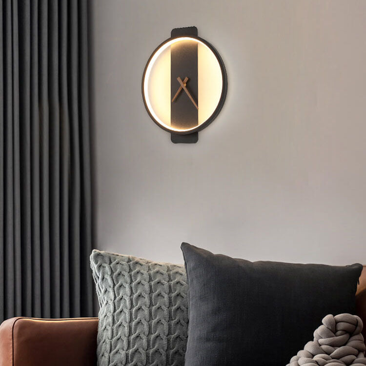 Moderne, minimalistische, uhrförmige 1-Licht-LED-Wandleuchte 