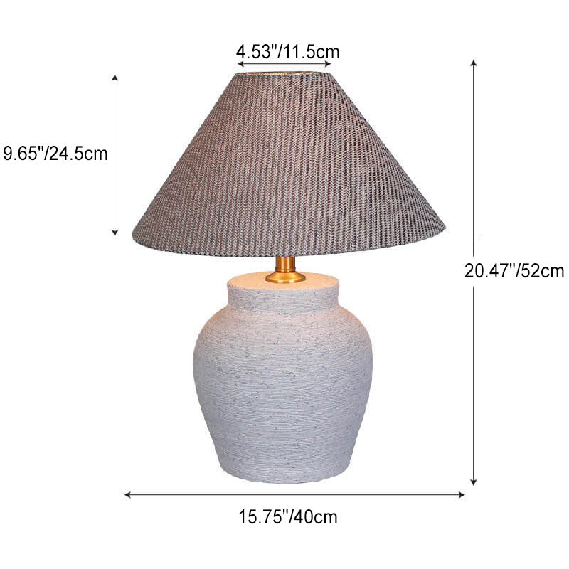 Chinese Retro Vase Base Ceramic Linen 1-Light Table Lamp