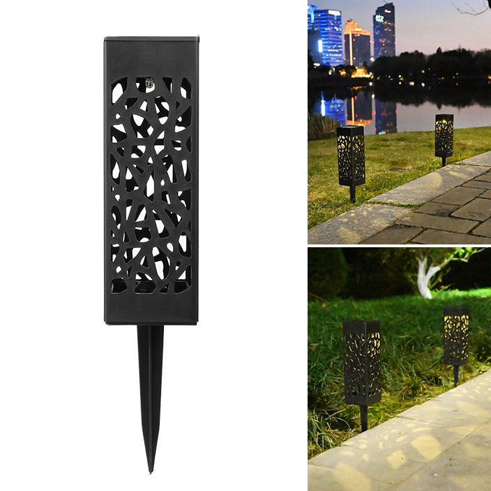 Outdoor Solar Hollow Square Column LED Patio Lawn Ground Plug Light