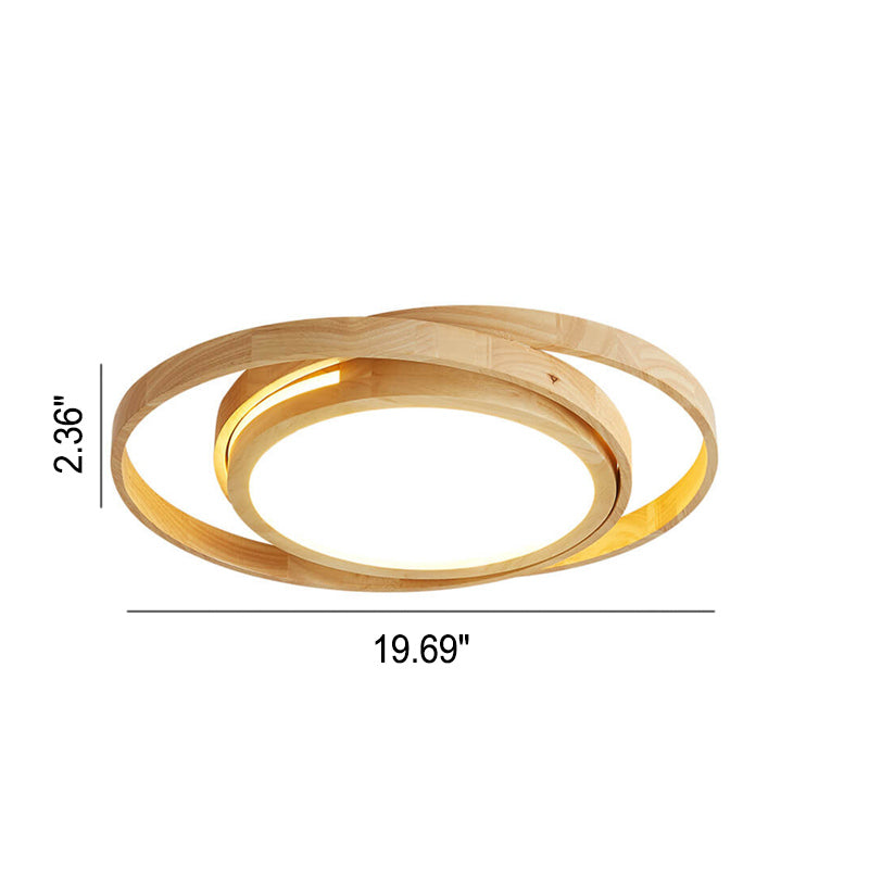 Plafonnier LED Minimaliste en Bois en Forme d&