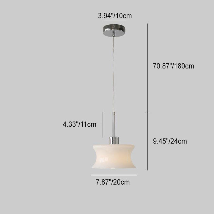 Lámpara colgante de 1 luz de vidrio de cilindro francés tradicional para dormitorio 