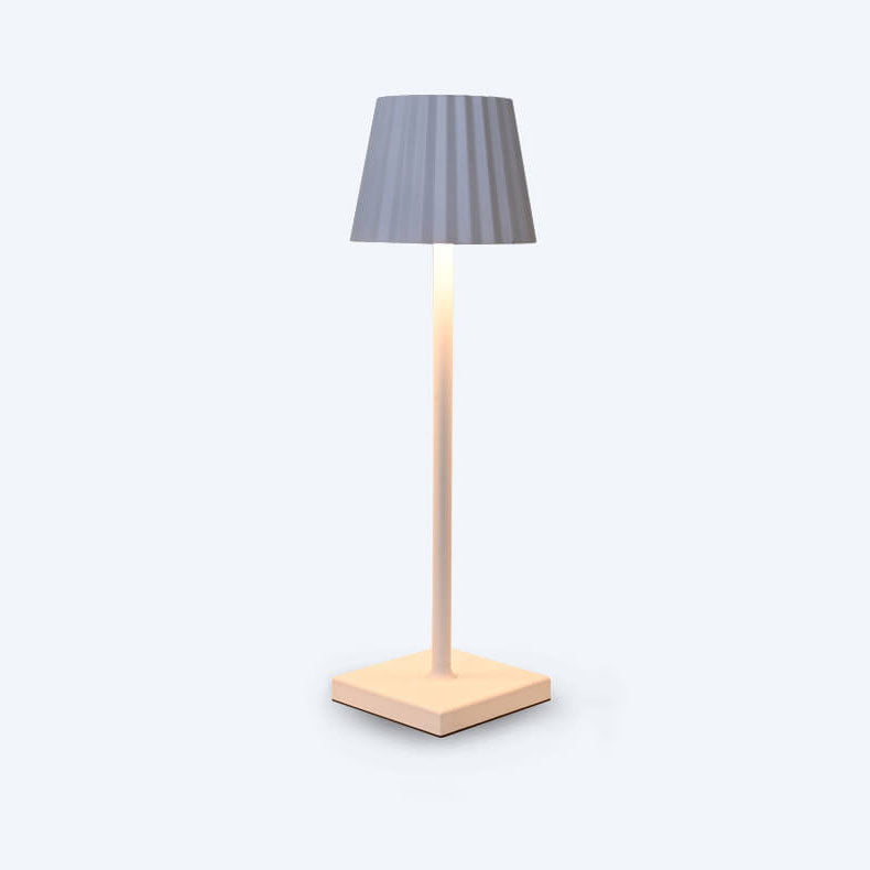 Modern Minimalist Aluminum Pleated Cone LED Touch USB Table Lamp For Study