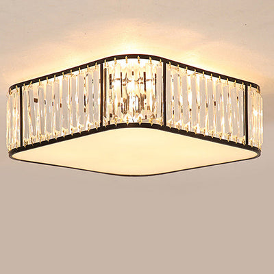 Modern Crystal Square 5-Light Flush Mount Ceiling Light