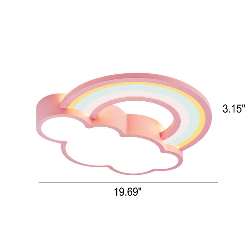 Childlike Cartoon Rainbow Cloud Design LED Flush Mount Light