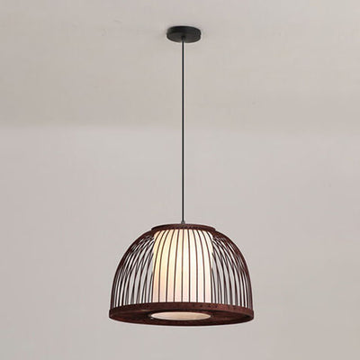 Modern Bamboo Weaving Zen 1-Light Half Round Dome Pendant Light