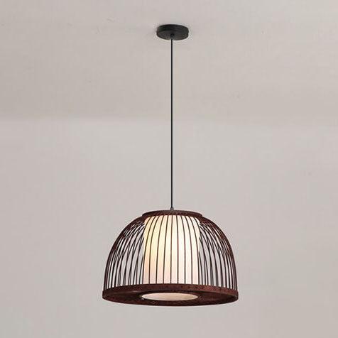 Modern Bamboo Weaving Zen 1-Light Half Round Dome Pendant Light