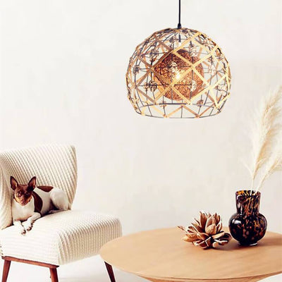 Creative Hemp Rope Weaving Hemp Balls 1-Light Pendant Light