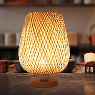 Moderne Bambusweberei Oval 1-Licht Tischlampe 