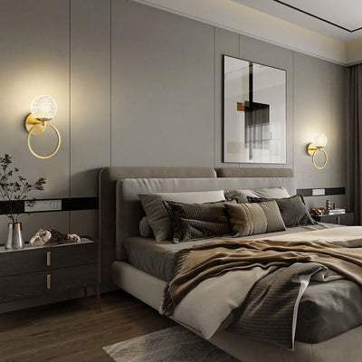 Moderne Luxus Kristall Messing Hängering 1-Licht Wandleuchte 