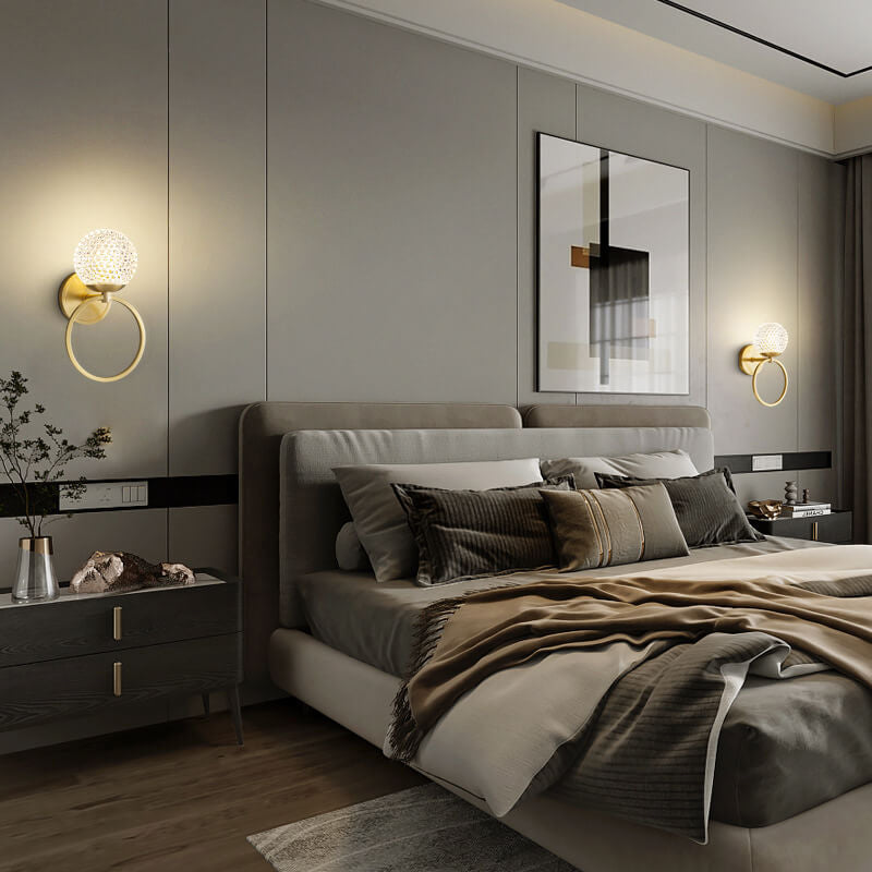 Moderne Luxus Kristall Messing Hängering 1-Licht Wandleuchte 