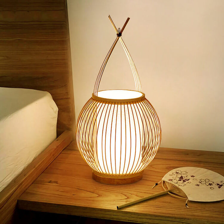 Lampe de Table à 1 Lumière en Tissage de Bambou Moderne 