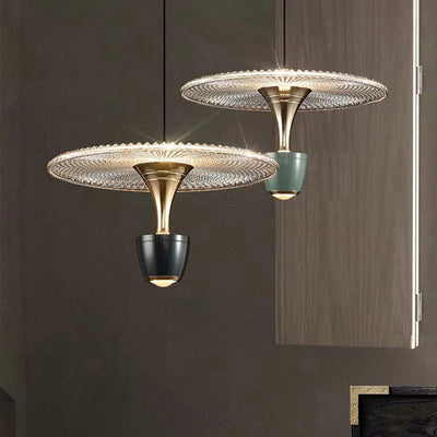 Modern Luxury Disc Electroplated Aluminum LED Pendant Light