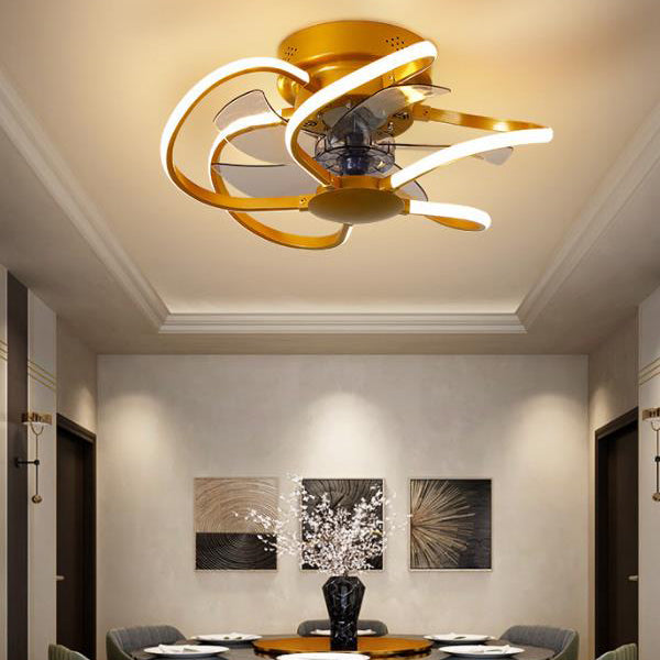 Moderner kreativer Käfig LED-Deckenventilator mit halb bündiger Montage 