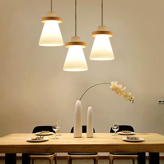 Lámpara colgante LED de 1 luz con forma de campana de vidrio nórdico 