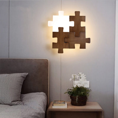 Nordic Wood Puzzles 1-Light LED Wall Sconce Lamp