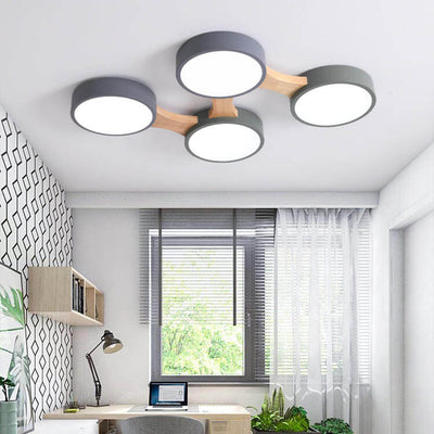 Modern Macaron Circle 3/4/5/8 Light LED Flush Mount Ceiling Light