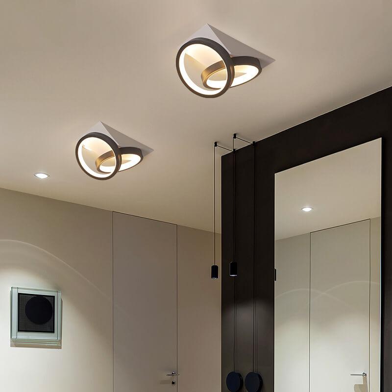 Modern Minimalist Circle 2-Light LED Semi-Flush Mount Ceiling Light