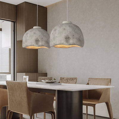 Lampe suspendue rétro à 1 lumière en forme de dôme en polystyrène faite à la main 