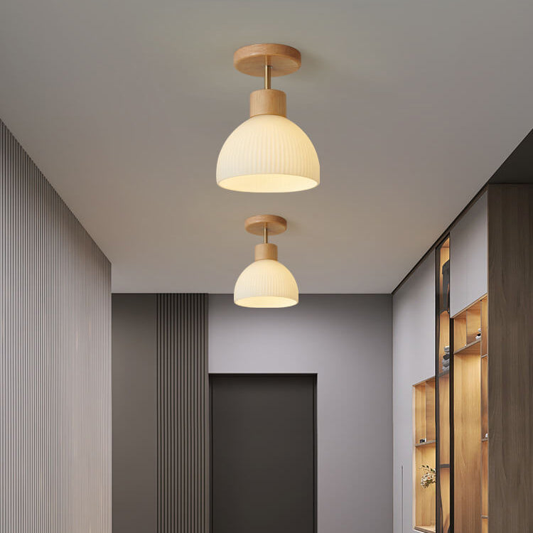 Nordic Glass Half Round 1-Light Semi-Flush Mount Ceiling Light
