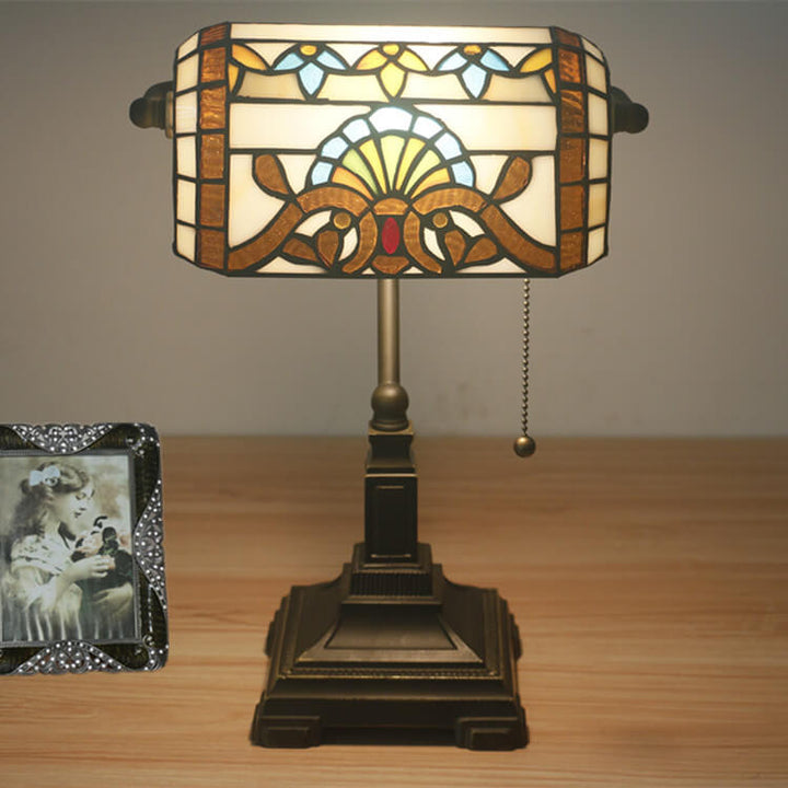 Lámpara de Mesa con Interruptor de Cremallera de 1 Luz de Vidrio Tifanny Vintage 
