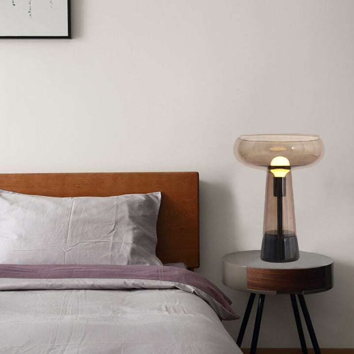 Lampe de table à 1 lumière avec colonne en verre créatif et base en marbre 